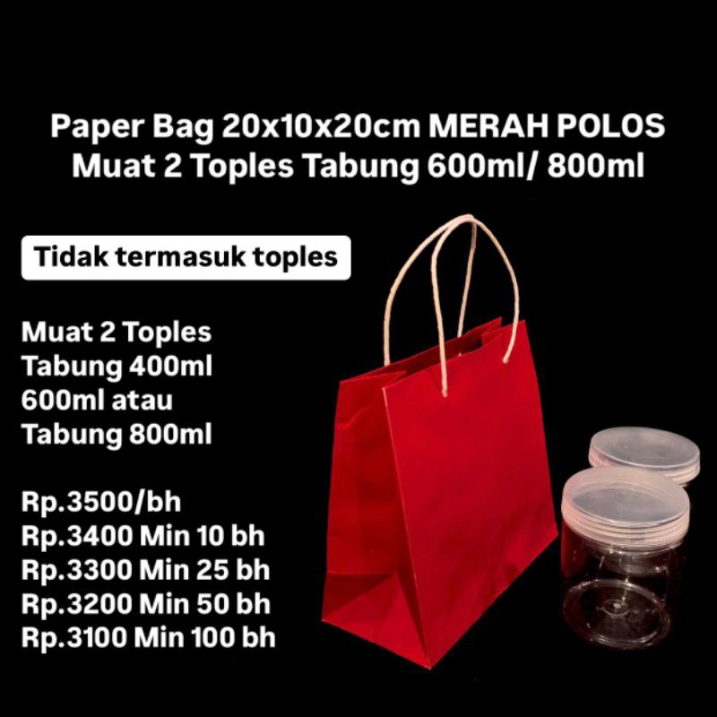 

Paper Bag 20x10cm Motif Muat 2 Toples Tabung 600ml/ 800ml