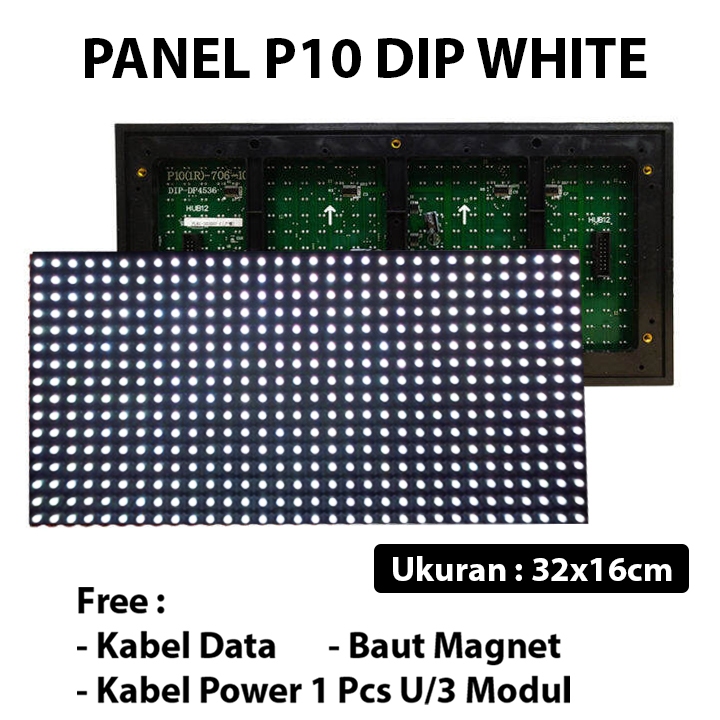 Panel Module LED P10 White Putih DIP Outdoor Running Text