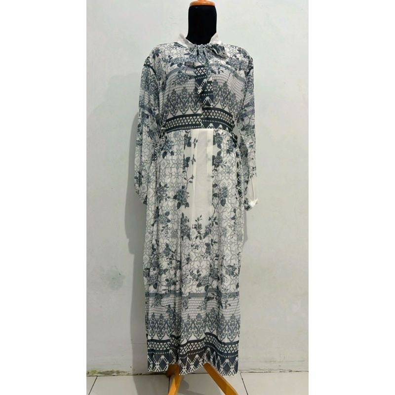 Dress Cantik Midi Semi Gamis Ceruty Premium Bahan Lembut dan Nyaman