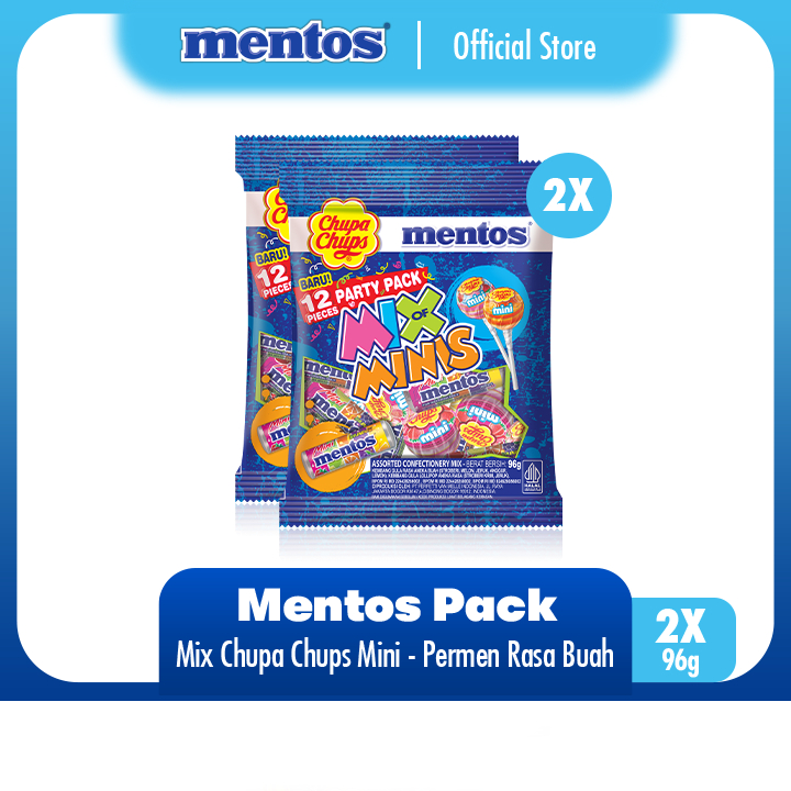 

Mentos Mix Chupa Chups Lollipops Mini 96g - Permen Lolipop (2 Packs)