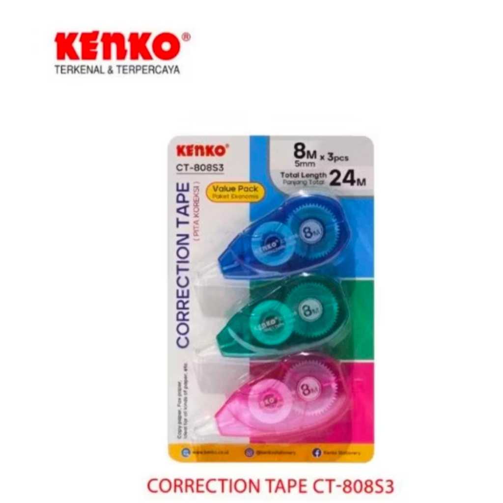 

KENKO CORRECTION TAPE CT-808S3 (8MX5MM) HARGA PER CARD ISI 3PCS