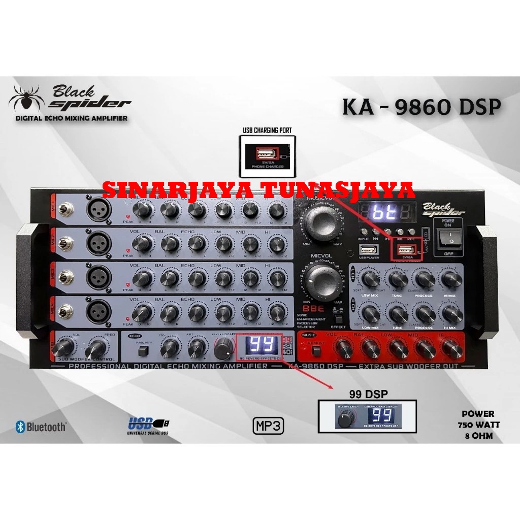 AMPLIFIER BLACKSPIDER KA 9860 DSP AMPLI BLACK SPIDER KA9860 NEW MODEL 99dsp