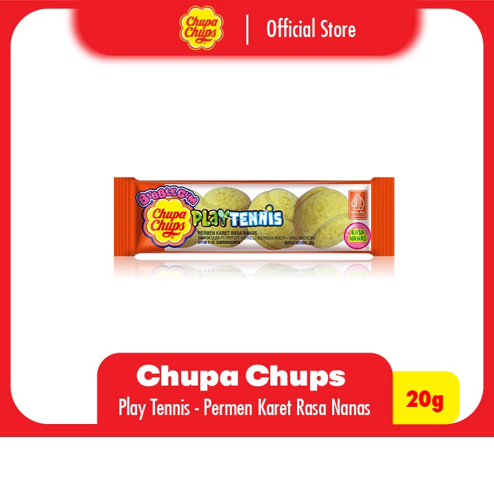 

Chupa Chups Bubble Gum Play Tennis 20g - Permen Karet Tenis Rasa Nanas