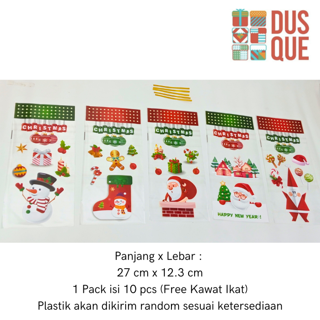 

(10PCS) PLASTIK MERRY CHRISTMAS / PLASTIK NATAL / PLASTIK BINGKISAN FREE KAWAT IKAT