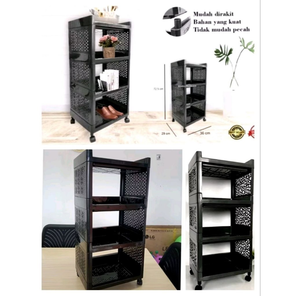RAK ELCO /YOYO FAWSLINE YOYO Buana Happy Call TD Apartemen Plastik 4 Susun RODA Rak Serbaguna berat 