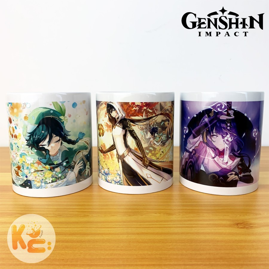 Mug Cangkir Genshin Impact Raiden Shogun Baal Zhongli Venti Porselen Keramik Gelas Kado Gelas