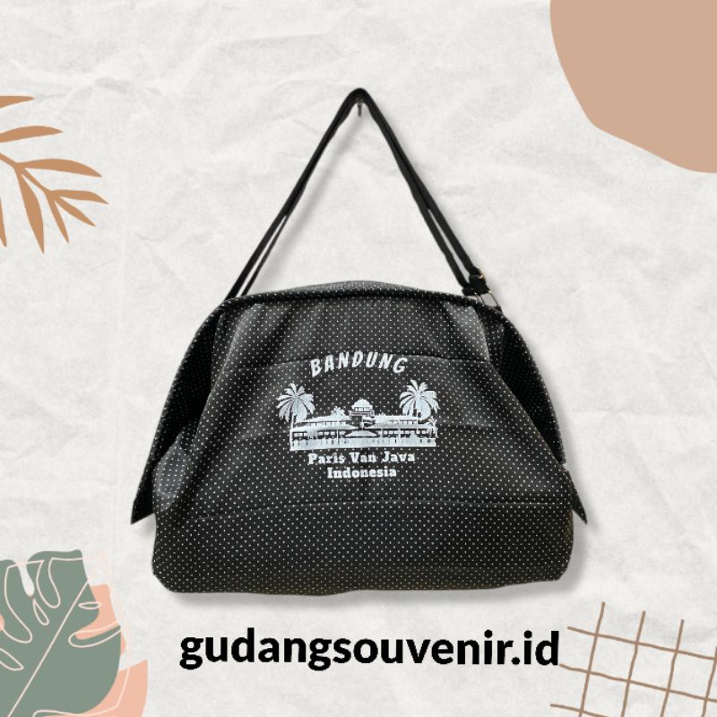 Tas Lipat Sablon Bandung Souvenir Kantong Belanja Hand Bags Kain Parasut Shopping Bag Oleh-Oleh Cend