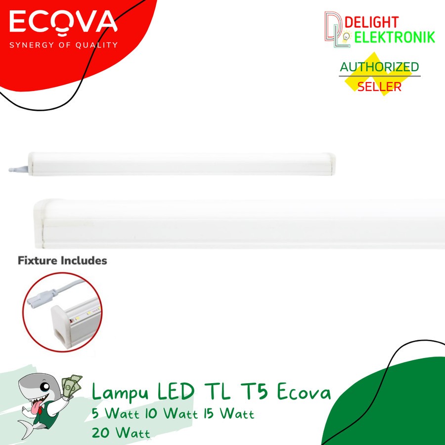 Lampu TL T5 LED Neon Ecova 5 10 15 20W Watt