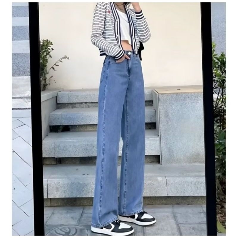 SMITH - Celana Jeans Highwaist Wanita Triple Button Kekinian