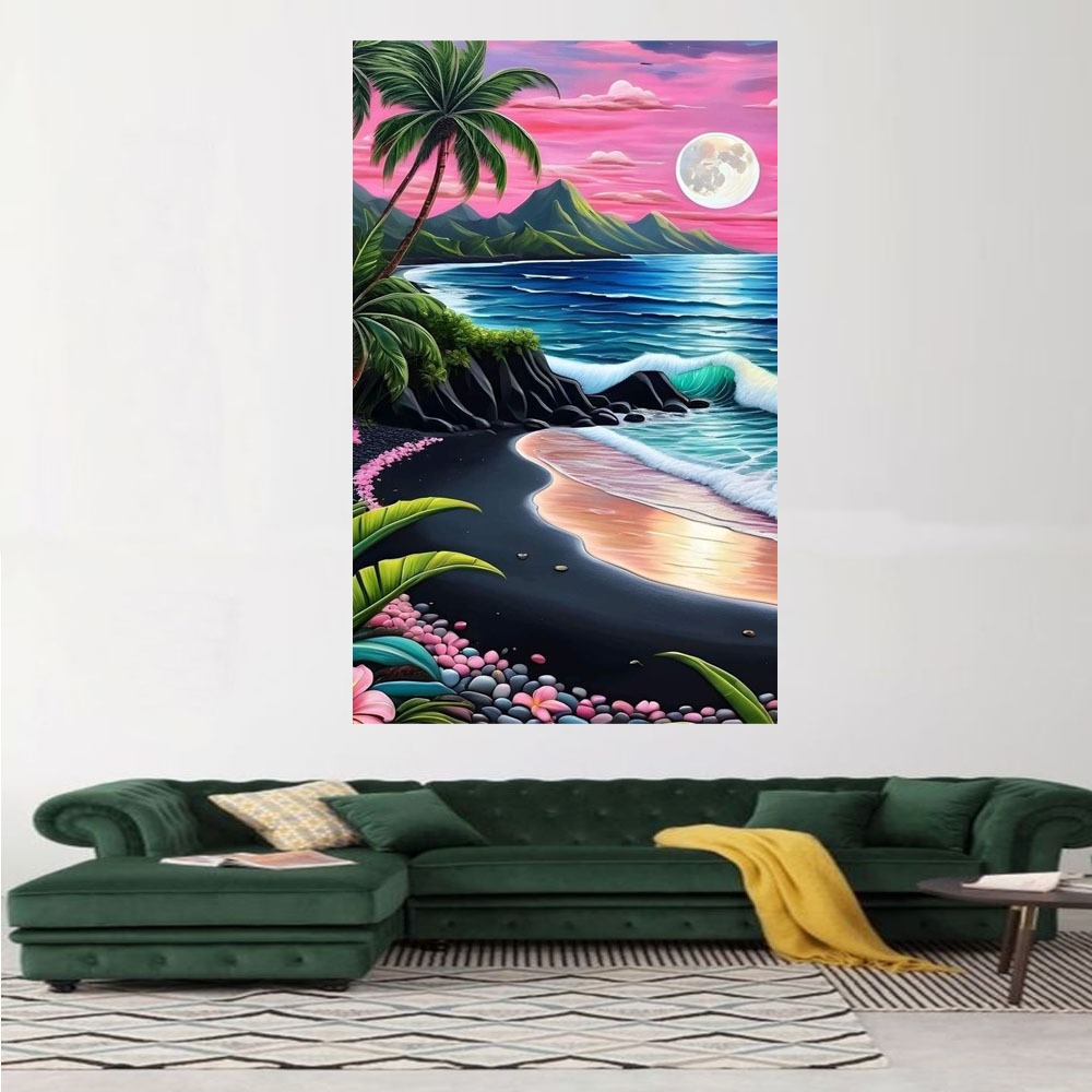 LUKISAN CETAK HIASAN DINDING PEMANDANGAN TEPI PANTAI AESTHETIC,TANPA BINGKAI,BISA BAYAR DITEMPAT COD
