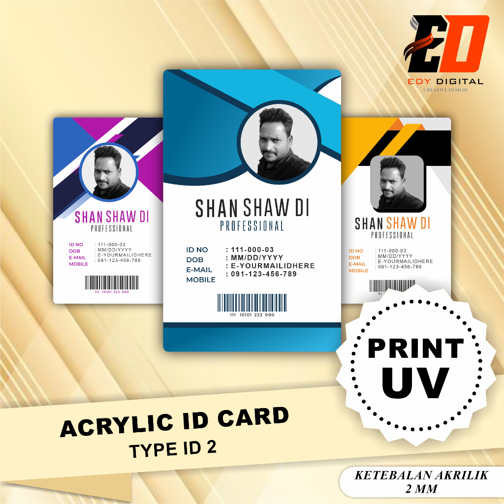 [Print UV] ID Card Custom Type ID 2 ID Card Perusahaan Instansi Organisasi Akrilik Print UV