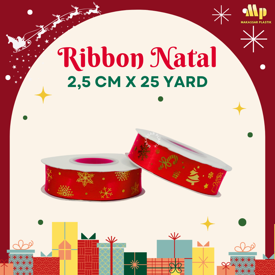 

RIBBON NATAL 2,5 CM X 25 YARD #H / PITA RIBBON NATAL / PITA HAMPERS