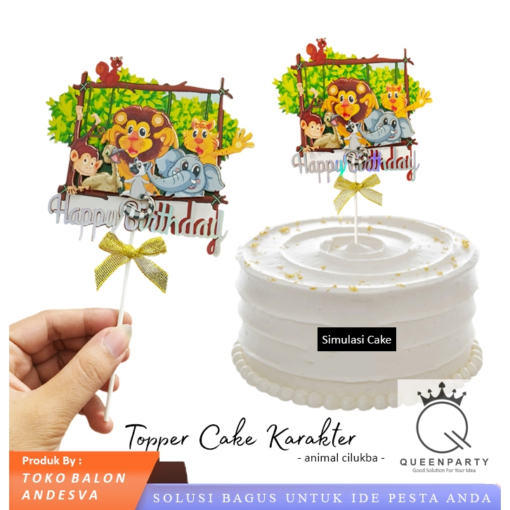 Topper Cake Karakter Animal / Hiasan Kue Topper Animal / Toper Kue Karakter Animal Zoo / Cake Topper