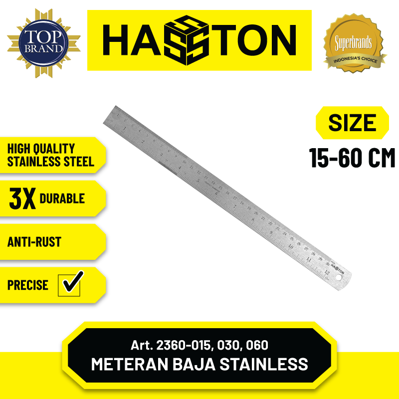 Hasston Meteran Baja Stainless / Penggaris Baja (2360)
