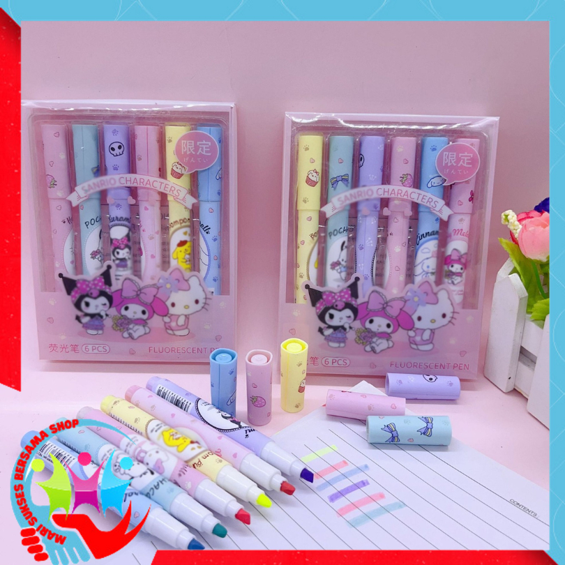 

MSBS Set Highlighter Warna Warni Karakter Kartun 6PCS Motif Spidol Warna Pastel Pen Diary Marker Stationery Lucu Unik Penanda Buku Warna Warni Pena Ujung Lembut