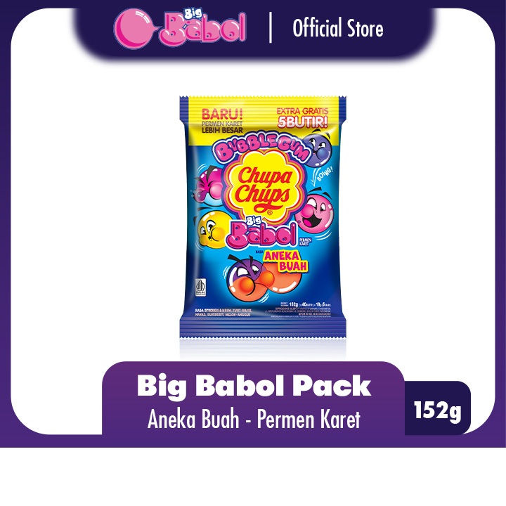 

Chupa Chups Big Babol Assorted Pack 152g - Permen Karet Rasa Aneka Buah