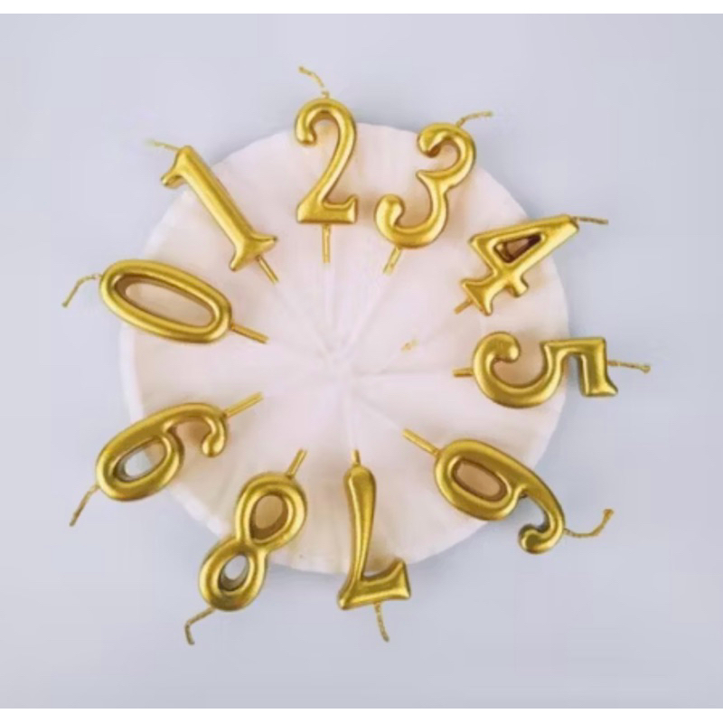 

Lilin Ulang Tahun / Lilin Angka / Hiasan Kue Ulang Tahun / 0-9 Lilin Angka Emas