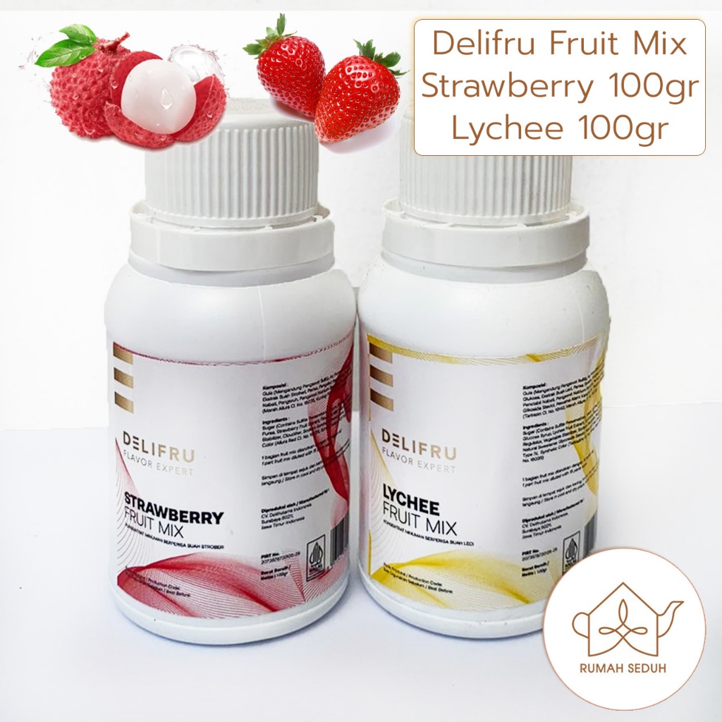 

Delifru Puree 100gr - Sirup Leci dan Stroberi Puree Dengan Bulir - Lychee - Strawberry Pulp