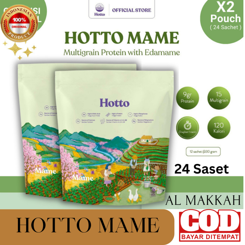 

Hotto Mame 2 Pouch (24 Sachet) Multigrain Tinggi Protein dengan Edamame Superfood