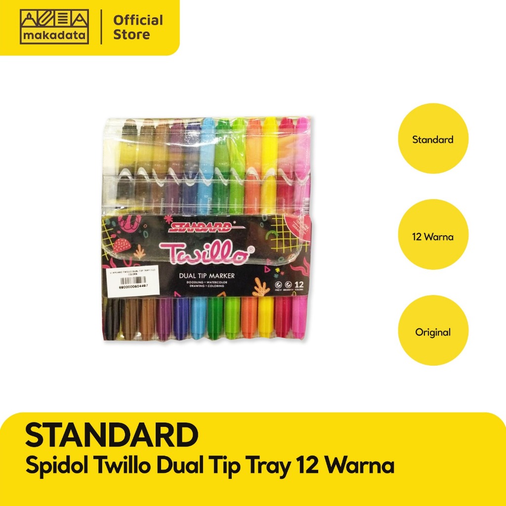 

SPIDOL WARNA | SPIDOL STANDARD TWILLO DUAL TIP 12 WARNA (1 SET) MURAH