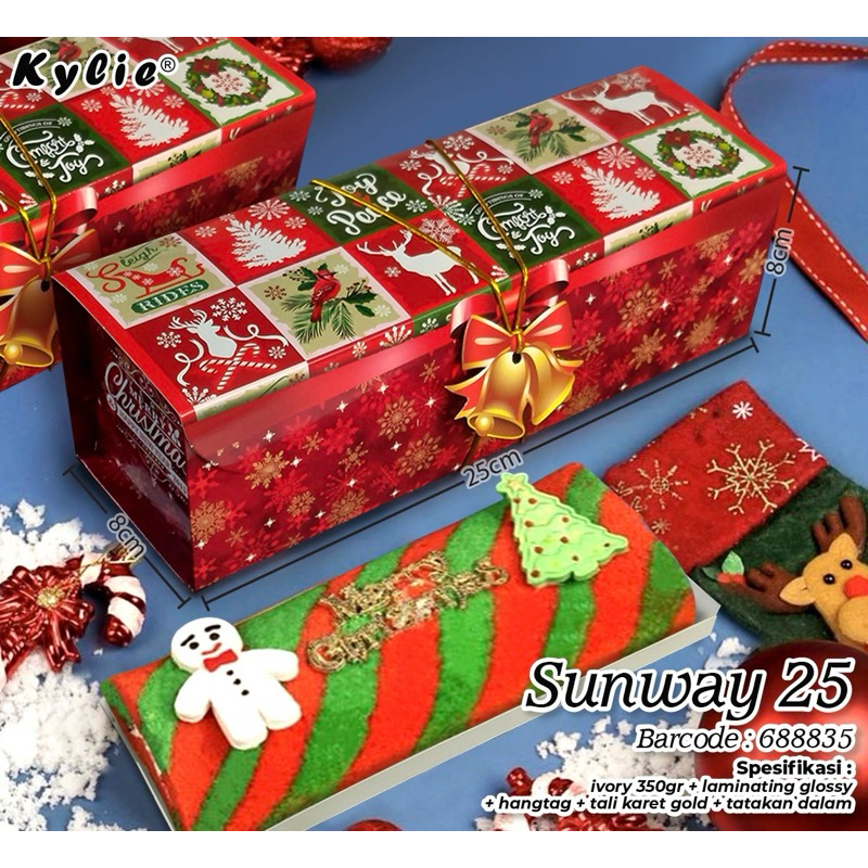 

Box Bolu Gulung Christmas ( Isi 10pc ) Packaging Natal Size 25x8, T8cm