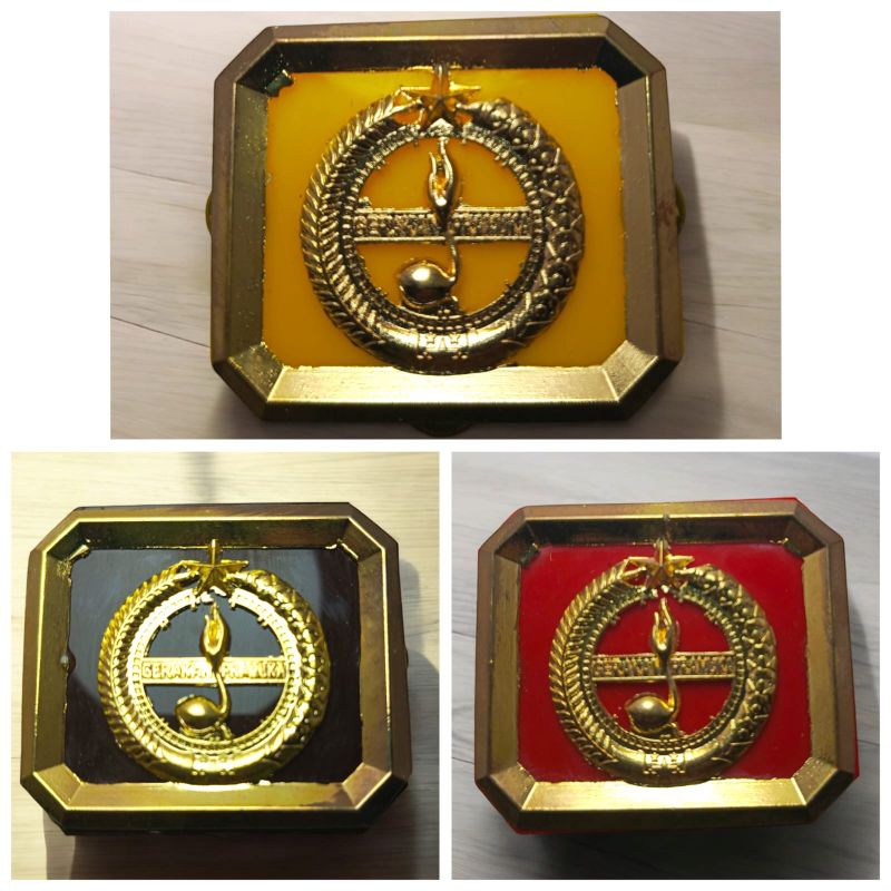 Emblem tatop baret pramuka, penggalang, penegak, pandega, original premium logam cor kombinasi akril