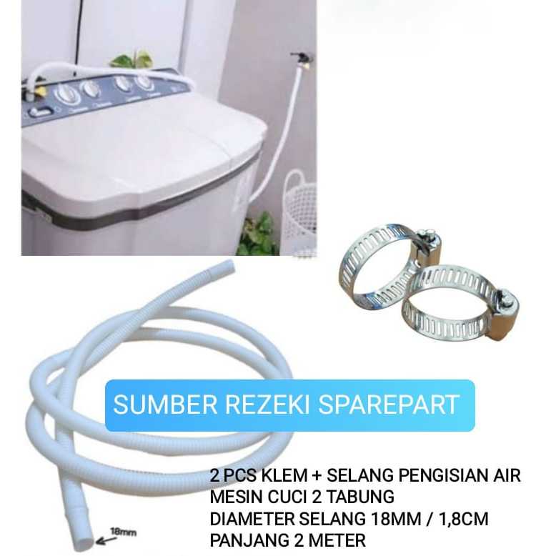 COD Selang isi Air Mesin Cuci DENPOO 2 Tabung Panjang 2M + 2 KLEM