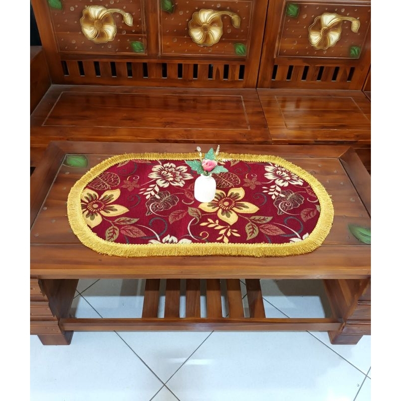 TAPLAK MEJA RUANG TAMU RENDA TAPLAK MEJA OVAL