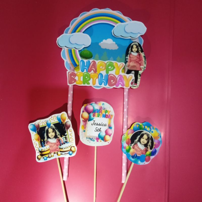 

Topper ulang tahun 3d custom photo, kertas glossy paper