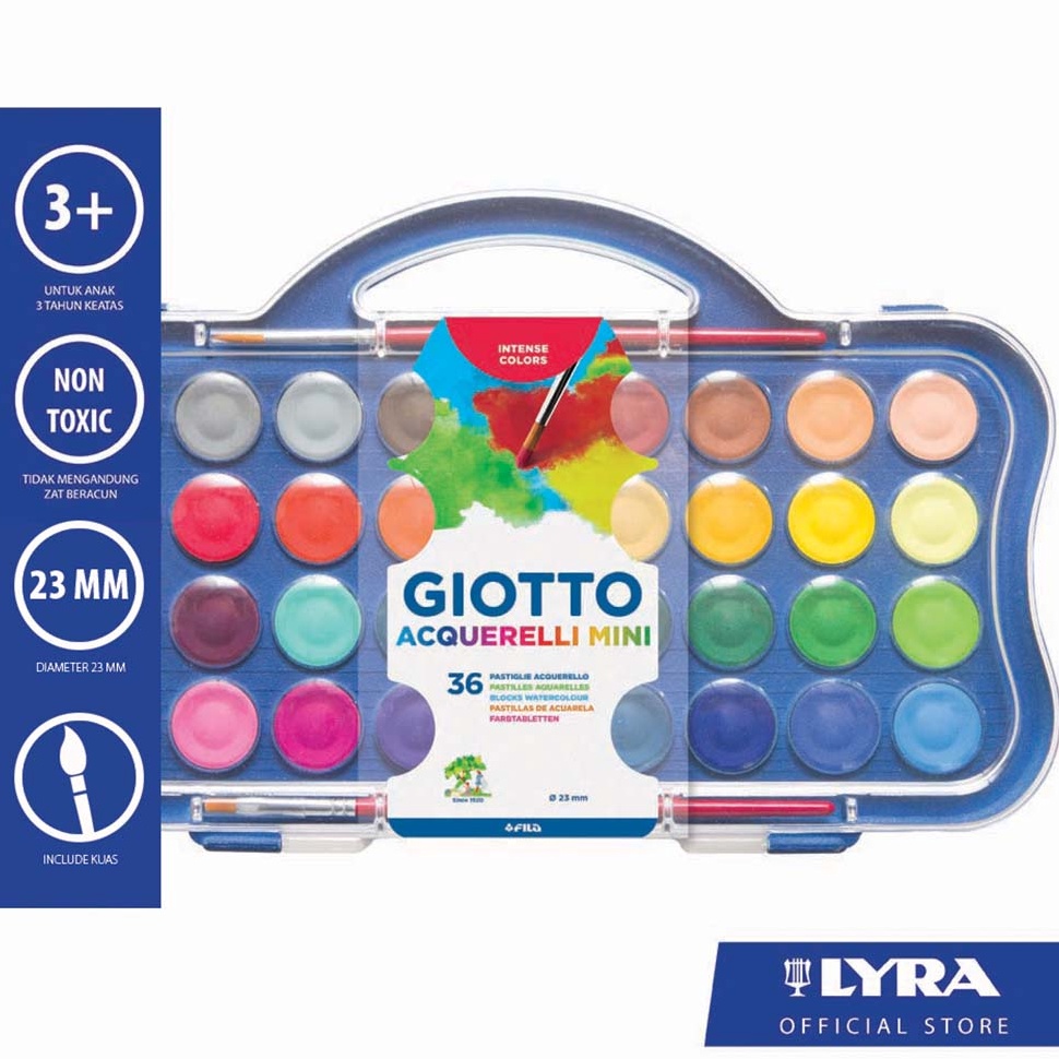 

ART G9B6 Giotto Mini Watercolor Blocks 36 Colors 23mm Cat Air 36 Warna