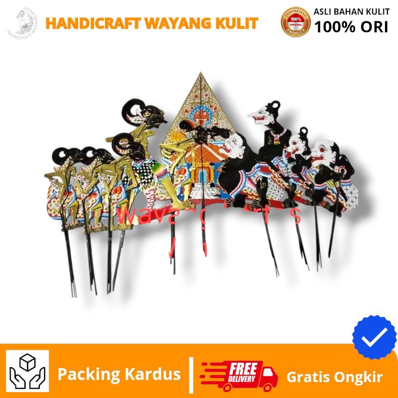 HANDICRAFT WAYANG KULIT | Paket isi 10 wayang pandawa punokawan gunung