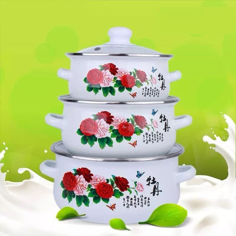 Panci Set Reona isi 3 | Panci bunga stainless | Panci isi 3