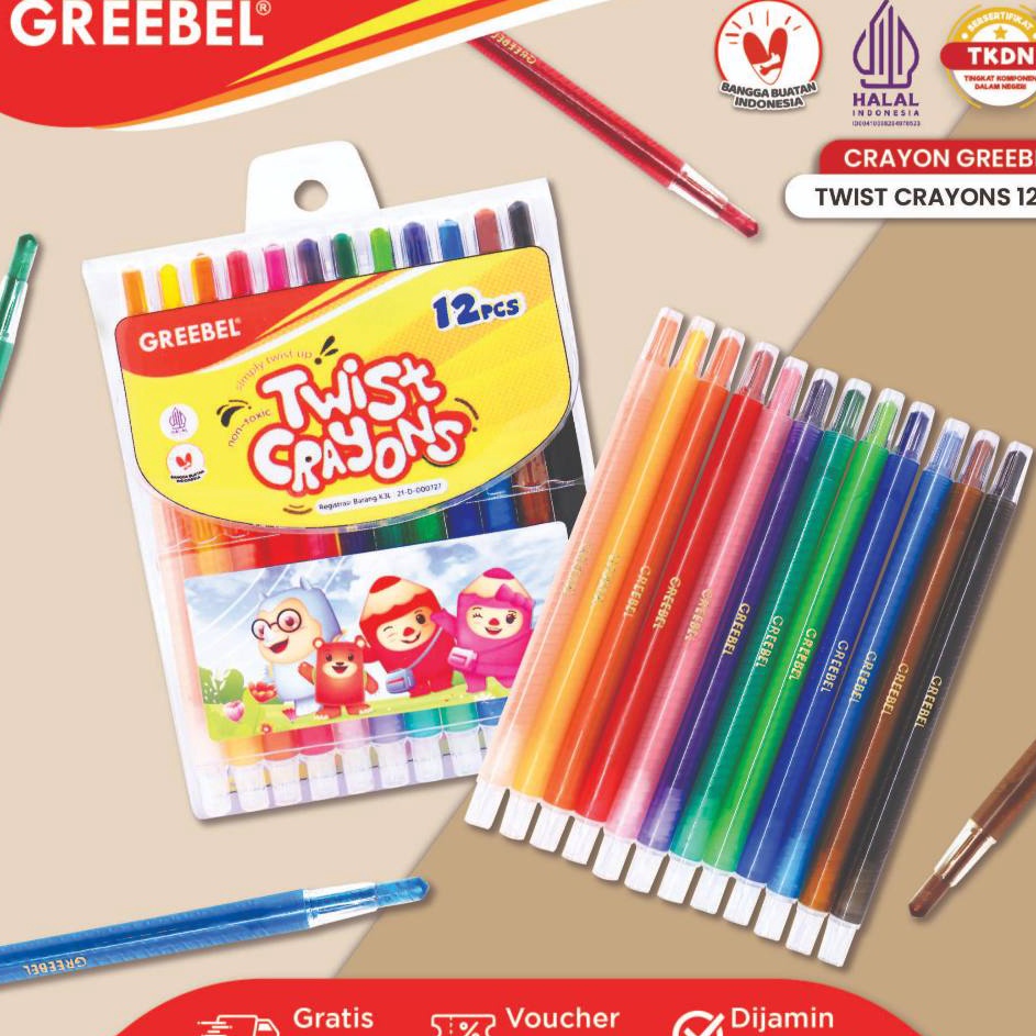 

FG2 GREEBEL Crayon Putar Krayon Twist 12 Warna Twist Crayon Greebel