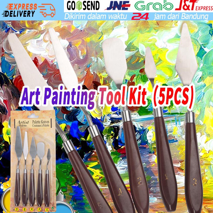 

ISI 5PCS Pisau Palet Painting Knife Paint Knife Spatula Dasi Kue Lukis Ukir Palette Knife ART K4C5