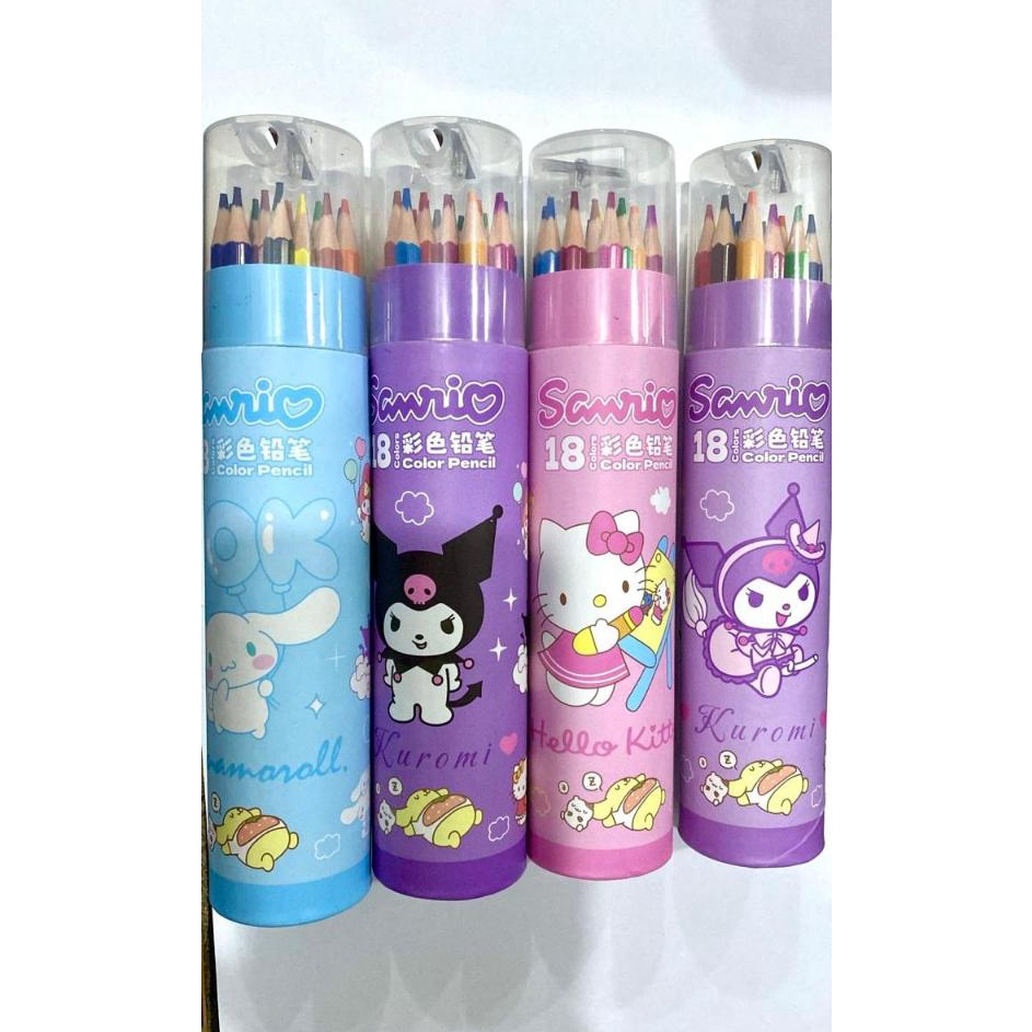 

Termurah KS Pensil warna tabung isi 18 kuromi cinnamoroll hello kitty