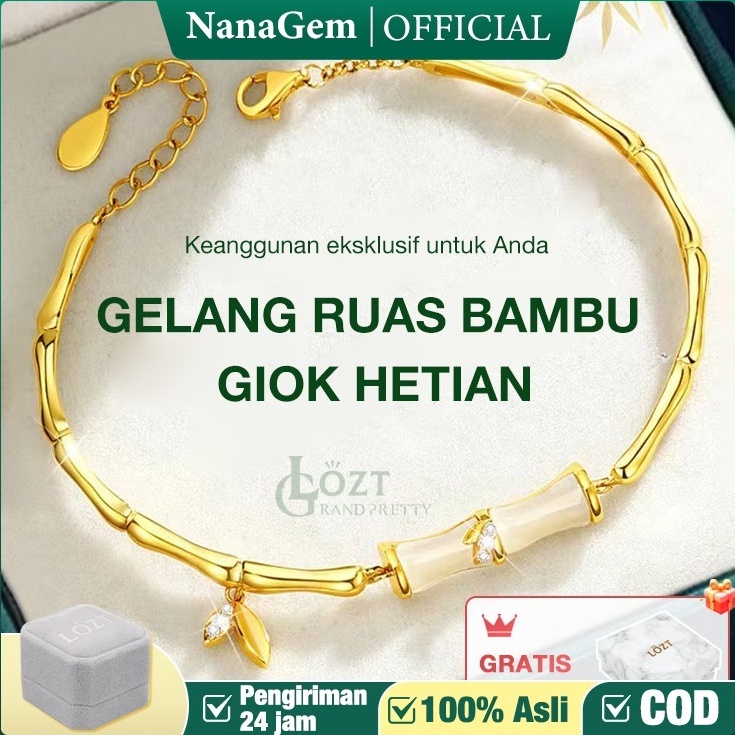 Gelang Giok Bambu Gelang Giok Lapis Emas 24k Gelang Segmen Bambu Giok Hetian Gelang Batu Giok Asli C