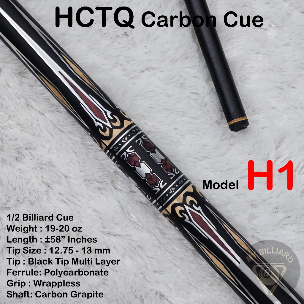 HCTQ Carbon Cue H1 Stick Billiard 13mm - Stik Billiar HCTQ Cue Karbon Graphite