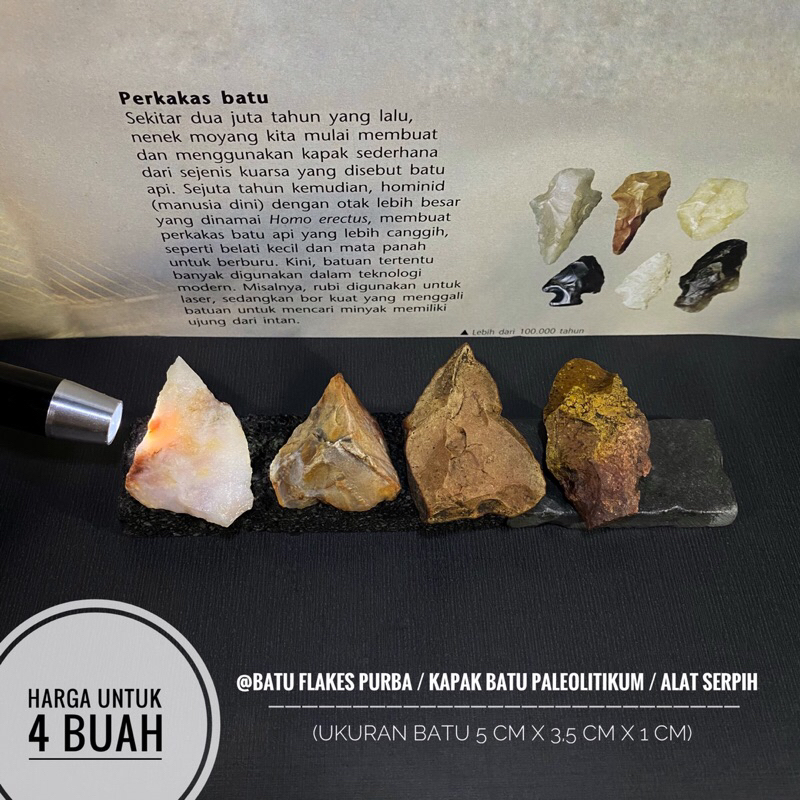 Batu Flakes Purba C36 atau Kapak Batu Paleolitikum atau Alat Alat Serpih Bilah atau Kapak Persegi