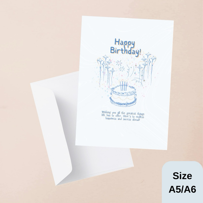 

Kartu Ucapan Ulang Tahun Birthday Greeting Card Blue White