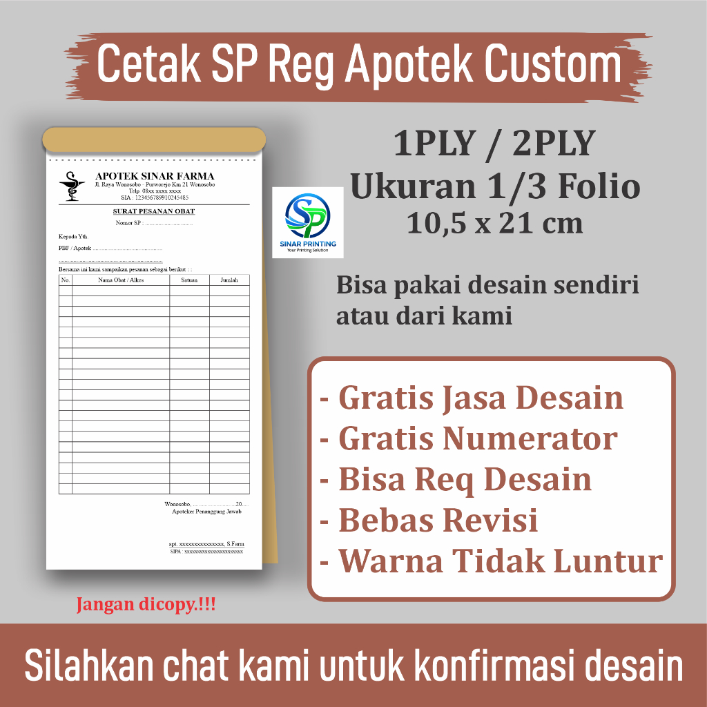 

Cetak SP Obat Apotek Custom Ukuran 1/3 Folio Free Desain