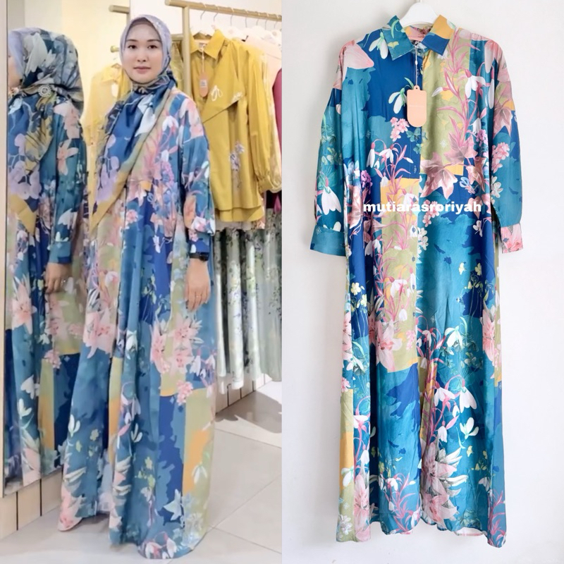 READY STOCK Anora Dress Ria Miranda Sale Gamis Riamiranda Emerald Green Dark Grey Diskon Sale