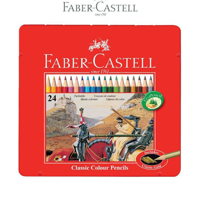 

KP8 Pensil Warna Faber Castell 24 Classic Kemasan KalengTin Casep