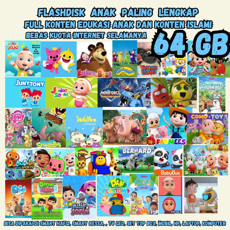 USB Sandisk Isi 64gb bonus video edukasi anak muslim full