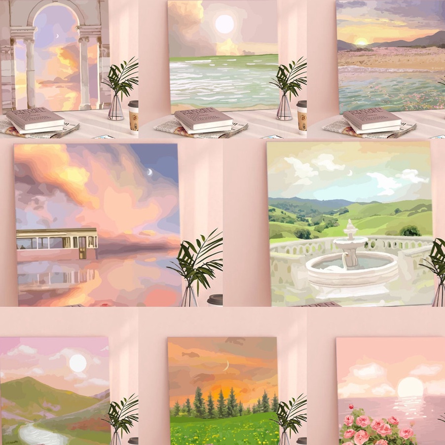 

FG2 Paint By Number 2x2 Nature Series DIY Painting Kit Canvas Paint Kit Dital Aesthetic Kanvas Lukis