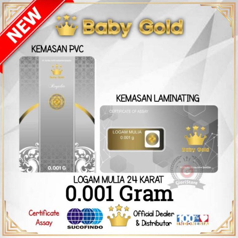Dipesan ya BABYGOLD Logam Mulia Emas Mini Asli 24 Karat 1 Gram Bersertifikat