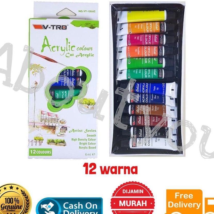 

HJ6 Premium Set Acrylic CAT AKRILIK Set Lukis 12 warna Acrilic Paint Color