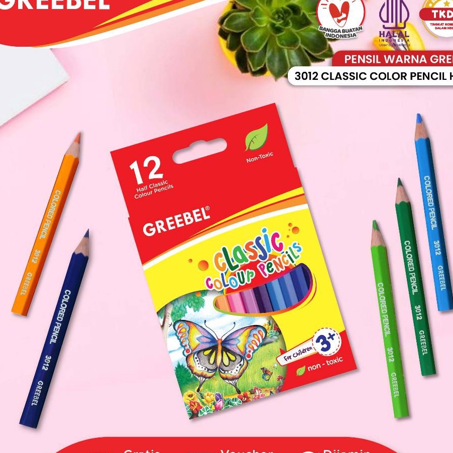 

Super GREEBEL Pensil Warna 312 Half Classic Color Pencils 12 Warna Coloring Pensil warna Greebel Pensil warna Aman untuk Anak Mewarnai