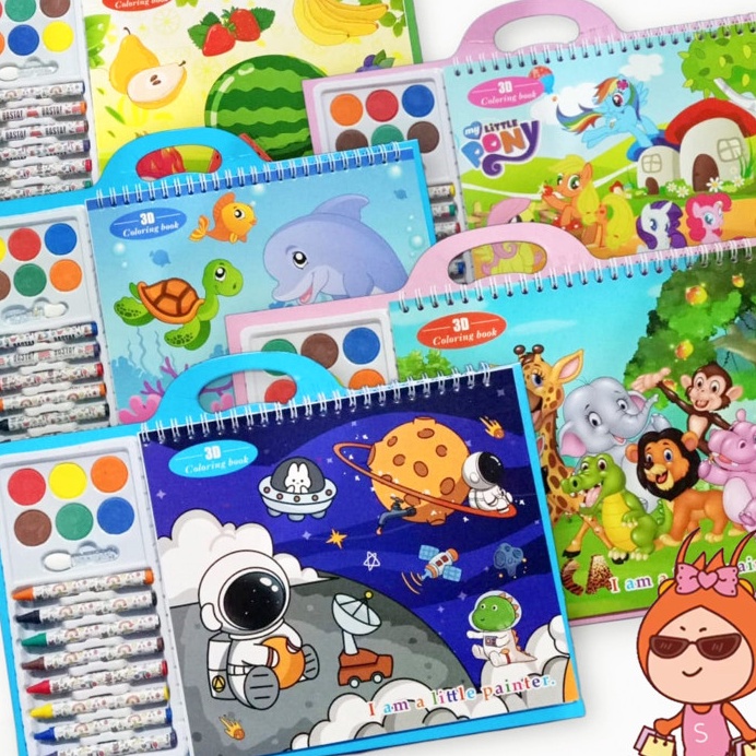 

Cashback Welcome S6151 Anak Motoric Coloring Kit Buku Melukis Melatih Kemampuan Motorik Anak Set Peralatan Mewarnai dengan Crayon Cat Air Set 3D Coloring Book