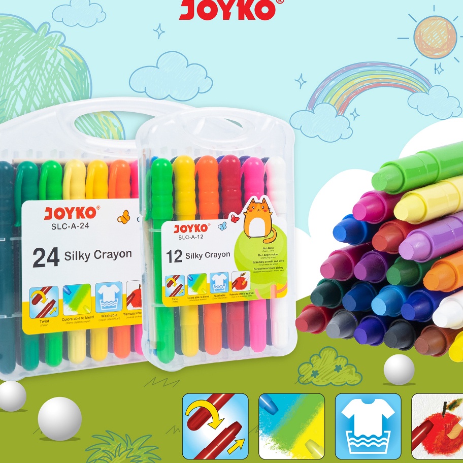 

HJ6 Silky Crayon Krayon Halus Joyko SLCA Warna Colors