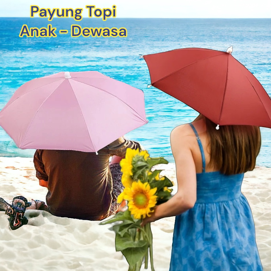 Serbu Discount Topi Payung Mancing Payung Kepala Caping Berkebun Dewasa AnakAnak Anti UV Besar 5 6 c